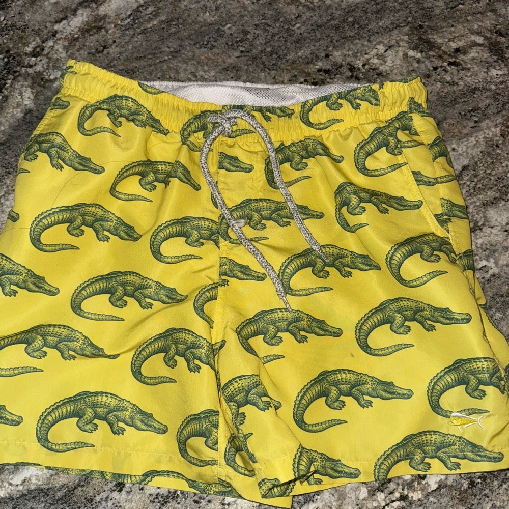Southern Lure Yellow Alligator Print swimming trunks